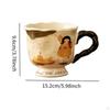 Keramisk Kaffemugg Unikt Mönster Födelsedagspresent Handgjord Bekvämt Grepp med Stort Handtag Frukost