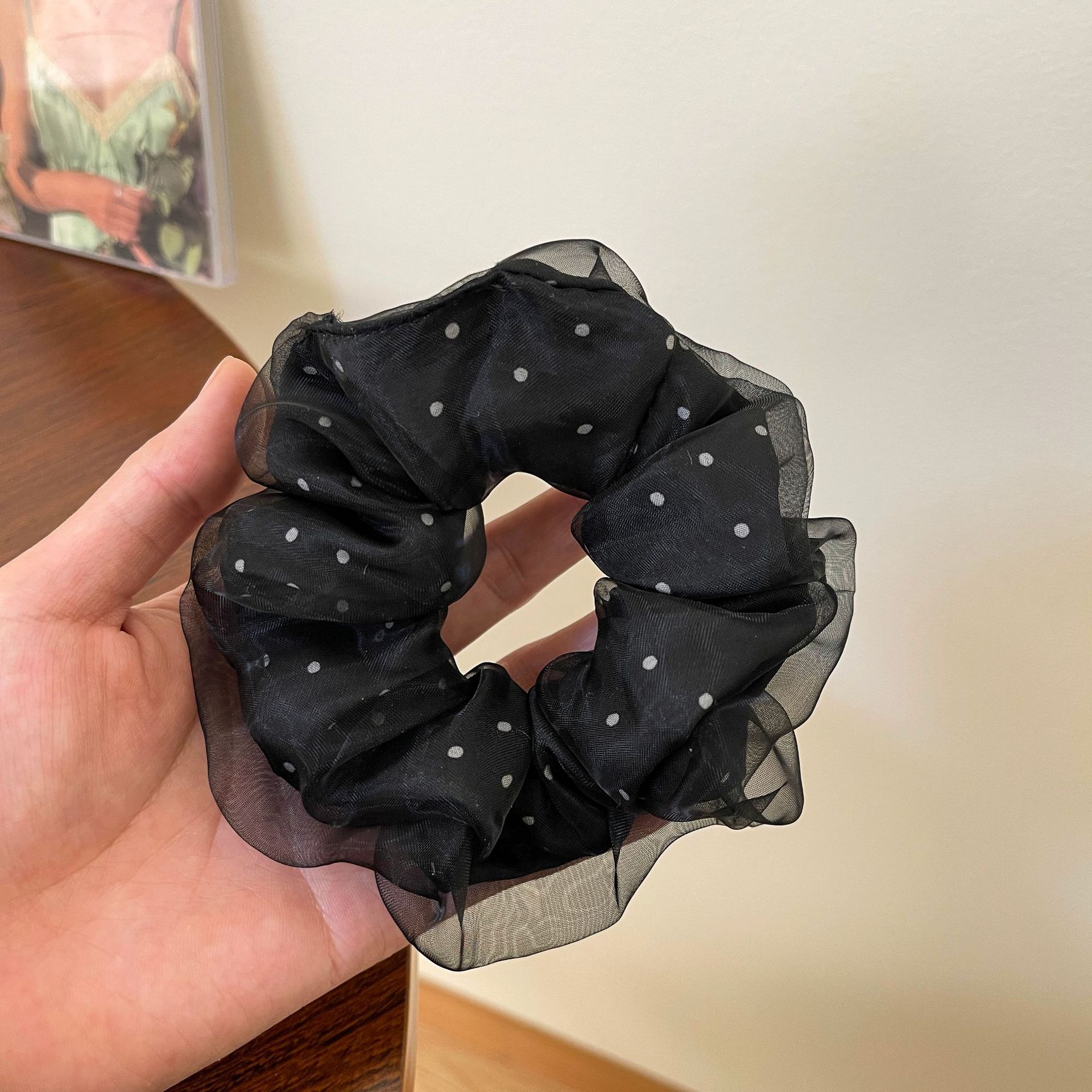 

Sweet Floral Print Hair Scrunchies for Women, Cute Elastic Hair Bands, Fresh Style Ponytail Holders Hair Accessories чёрный