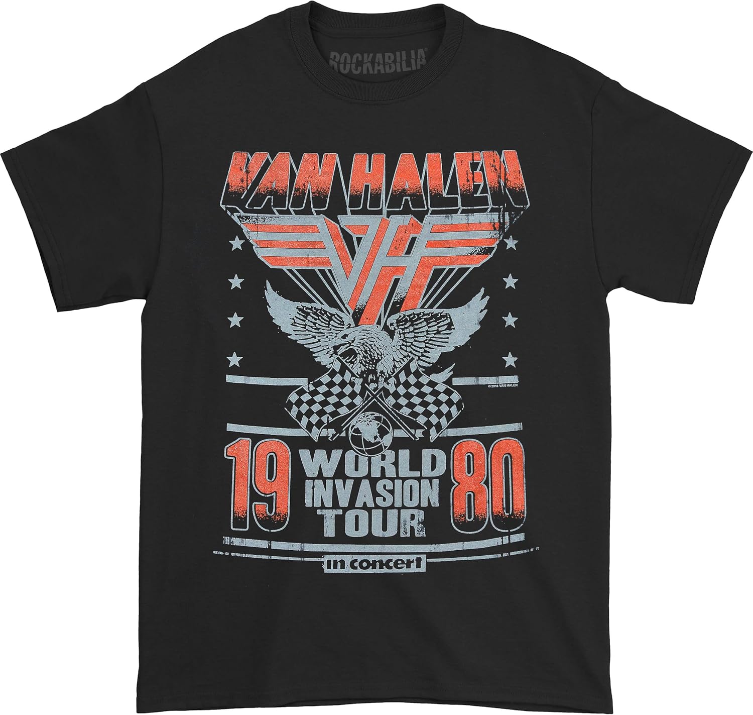 Van Halen Men s 1980 Invasion Tour Soft Slim Fit T-Shirt Large) Black XXXXL