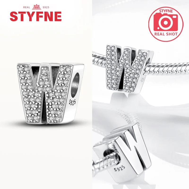 Kupfer 26 Buchstaben Glänzend Zirkon Alphabet Anhänger Perle Passend Original Armband DIY Feiner Schmuck Geschenk Für Frauen Machen