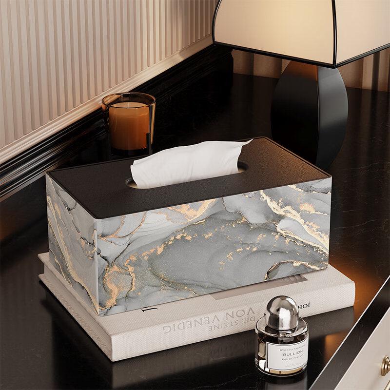 Marble Pattern Leather Tissue Box