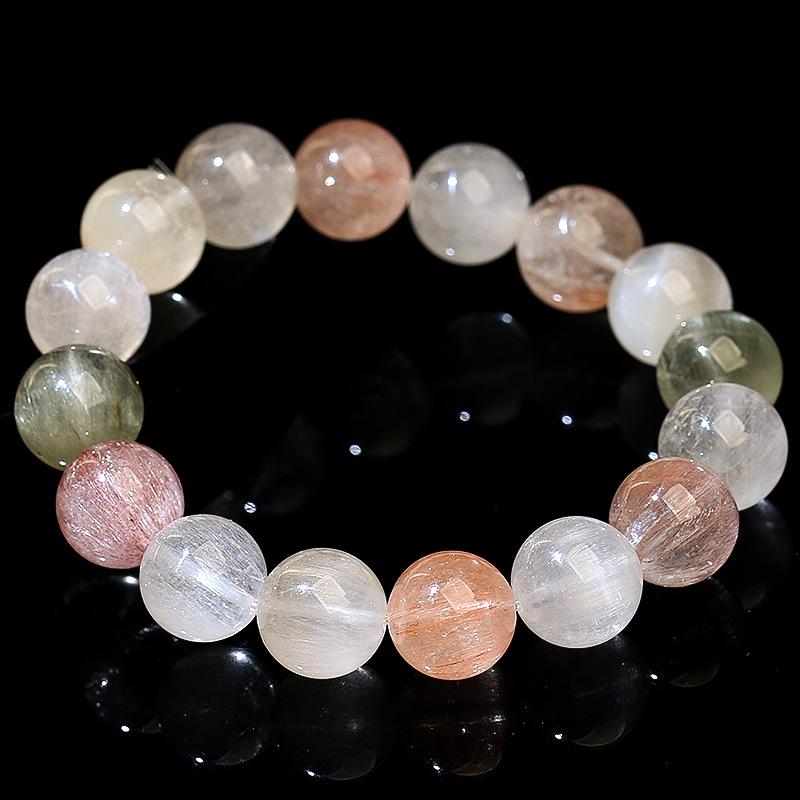 Hongchu Crystal Natural Rainbow Rabbit Hair Crystal Bracelet Cat's Eye Colored Rabbit Hair Bead Bracelet Scattered Beads
