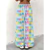 2026 Pink & Black Graffiti Wide Leg Pants Women's Split Color Heart Print Trousers Quick Dry Elastic Waist Y2K Streetwear Kids