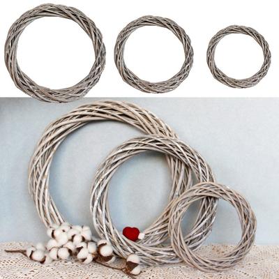 Weihnachts-Rattan für Ringkranz Weidenranke Girlande zum Aufhängen Hochzeit Grauer Kranz