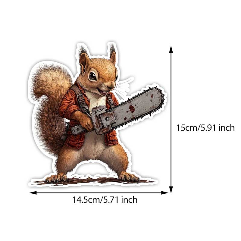 Squirrel With Chainsaw Car Sticker Vinyl Decal Waterproof Rear Window Motorcycle Camper Bumper Truck Laptop Decoration TM319