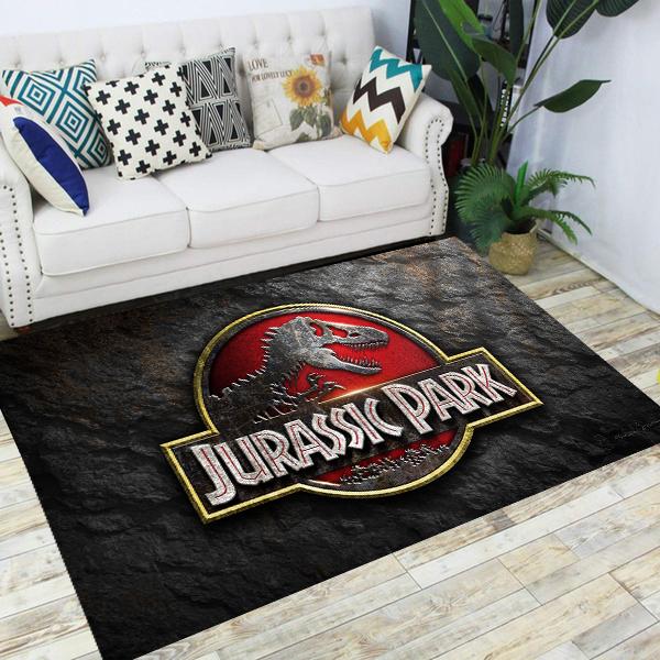Jurassic Park Dinosaur Cartoon Carpets Rugs Non-slip Area Rug for Living Room Bedroom Foot Pad Decoration,Child Game Floor Mat