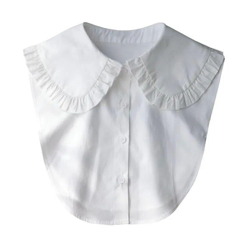 Ruffle Lapel White Fake Collar Women Detachable Collars Scarf False Collar Shirt Tie Plaid Female Removable Dickie Shirt Women