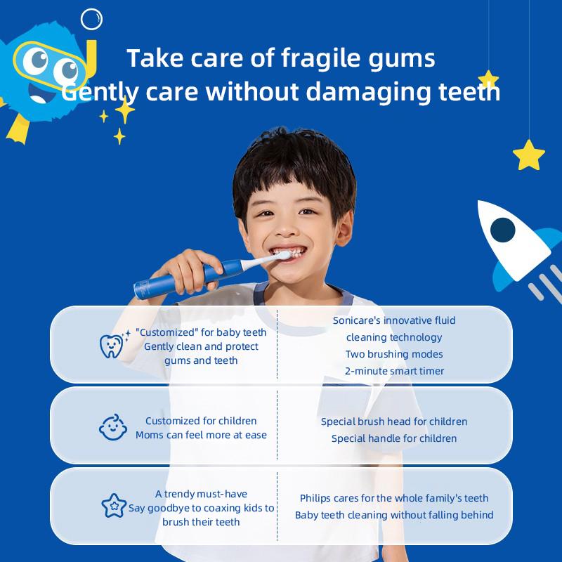 Philips HX2432 Щетка с мягкой щетиной Детская электрическая зубная щетка Sonic Vibration — фото 10