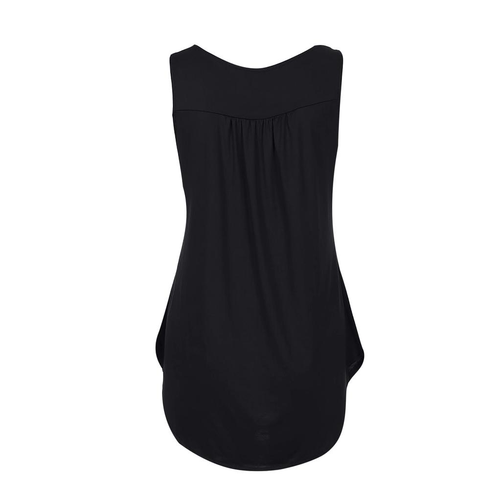 Womens Summer Sleeveless Solid Color Casual Swing Flowy Tank Tops With Buttons