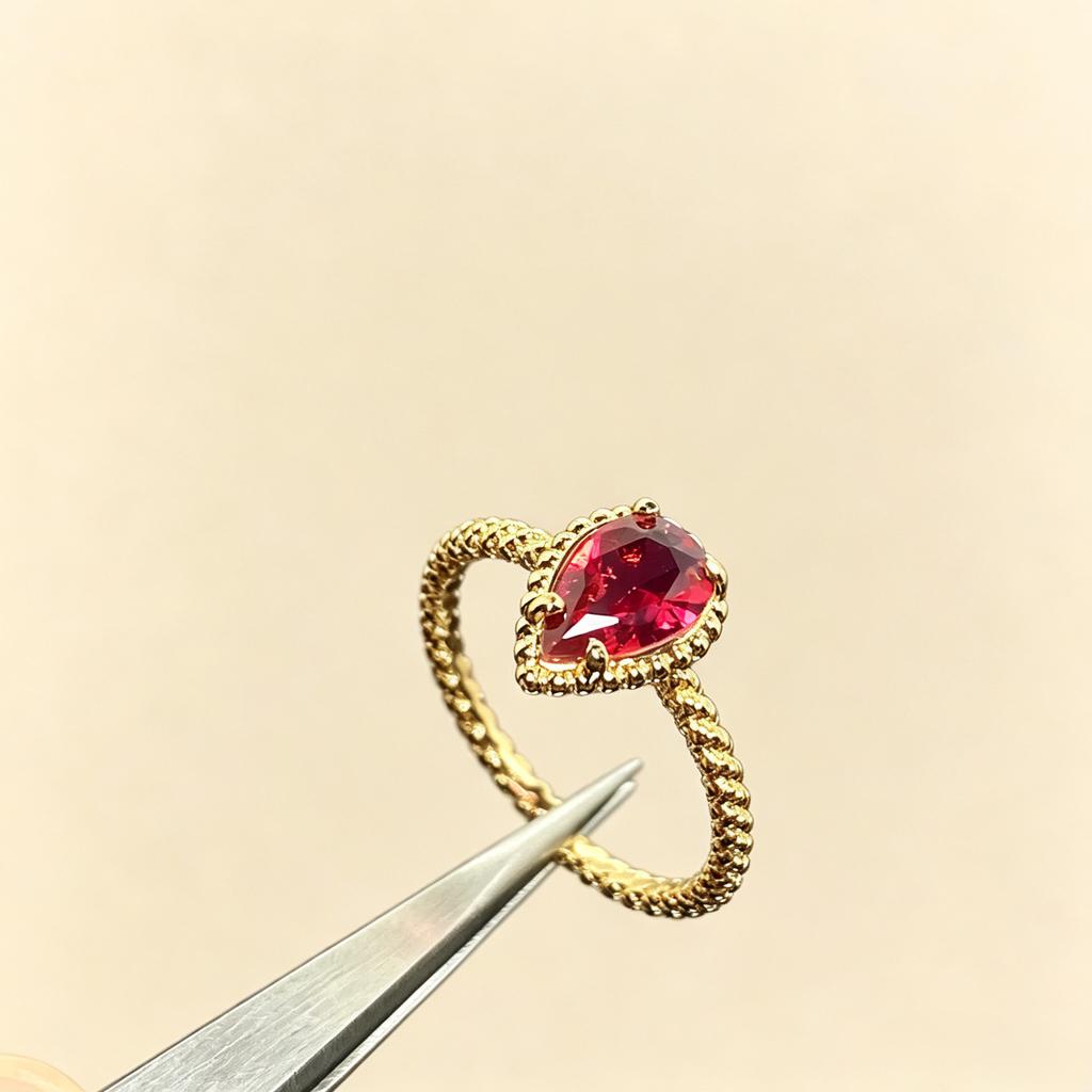 Vintage Boho Water Drop Jewelry Women's Ring Multicolor Gemstone Silver+Plating Gold/Rose High Quality Wedding Daily Gift