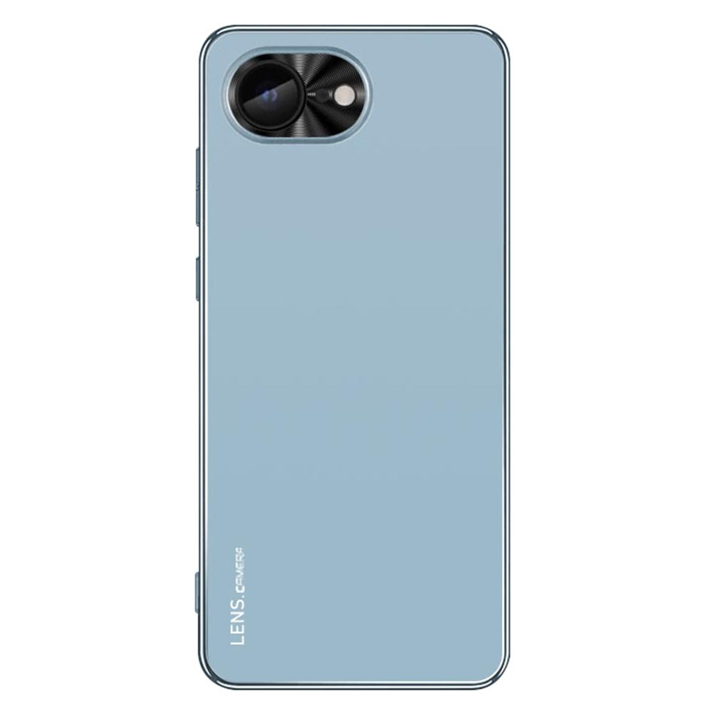 

For iPhone 16e Case Acrylic+TPU+Metal Anti-Scratch Phone Cover with Electroplating Frame Blue