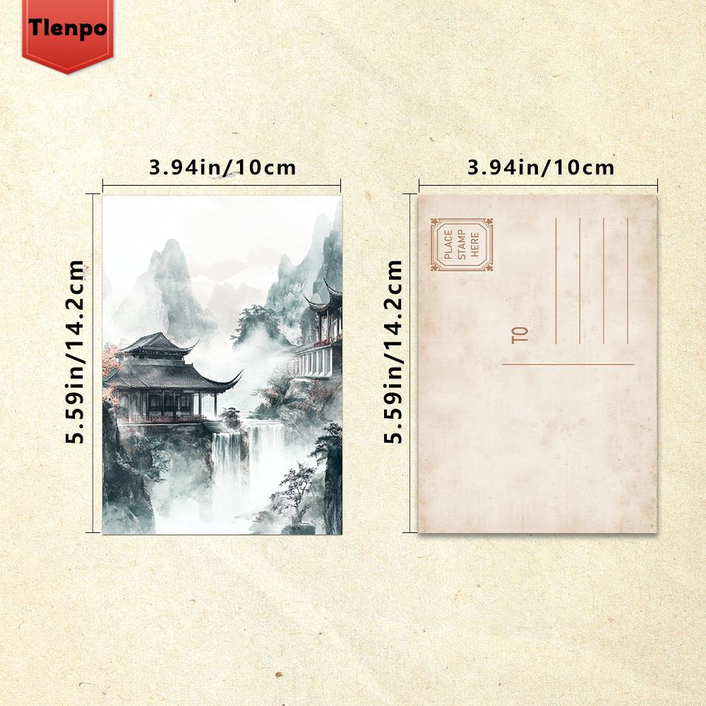 32pcs, Ancient Style Landscape Postcards, Wall Stickers, Mailing Cards, Greeting Cards, DIY Postcards, Souvenir Postcards, Decor