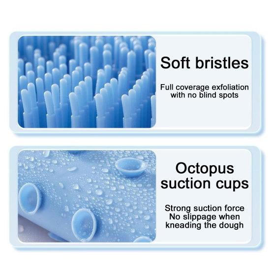 2Pcs Shower Foot Scrubber Mat, Foot Massage Pedicure Pad with Soft Silicone Bristles, Gentle Deep Cleansing Shower Foot Wash Mat