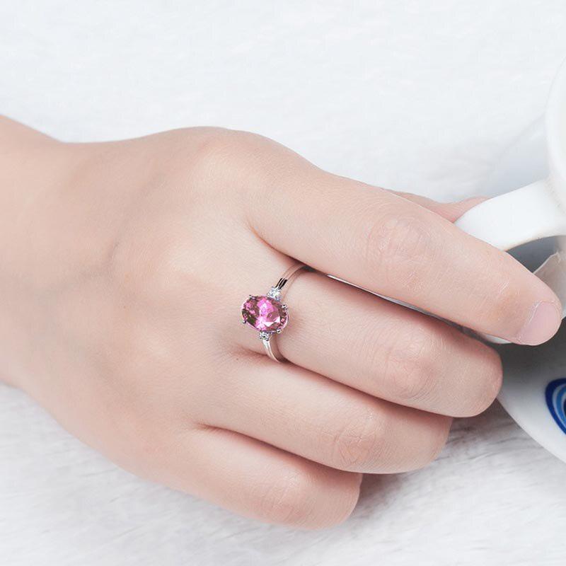 BELLA BOX Ovaler blauer Saphir-Stein für Damen, Verlobungsring, Silber, Damen-Party-Edelstein-Schmuck