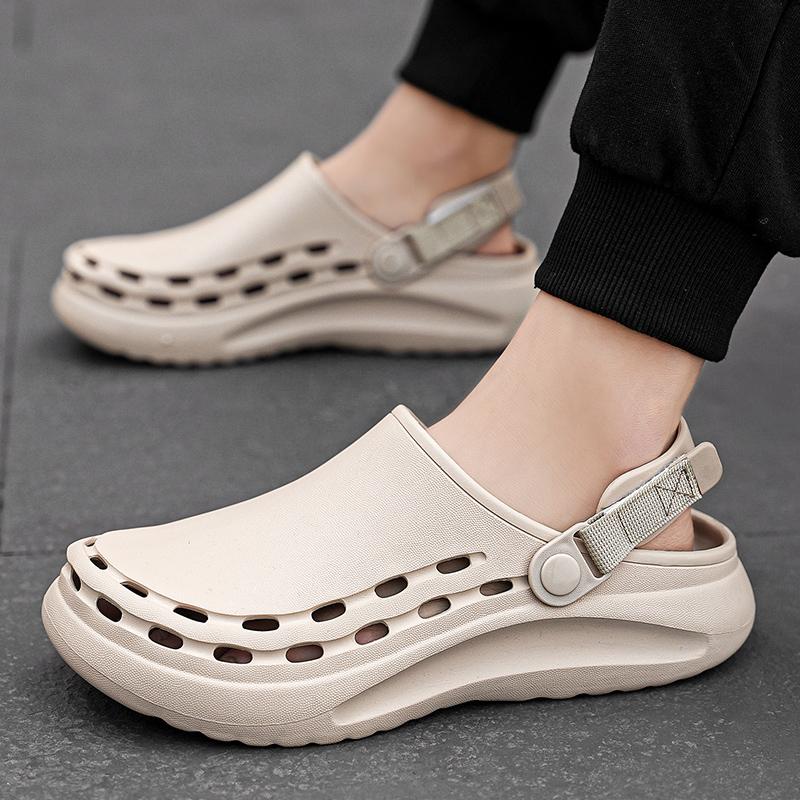 Quick-Dry EVA Solid Color Mens Sandals Fashion Trendy Lightweight Outdoor Travel Beach Shoes Casual Men’s Slippers