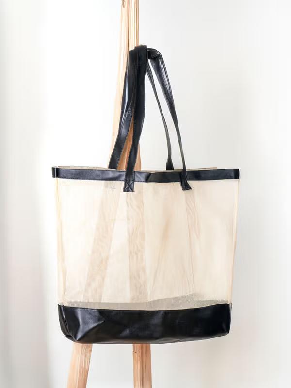 Daiso Large Mesh Shoulder Bag - Navy