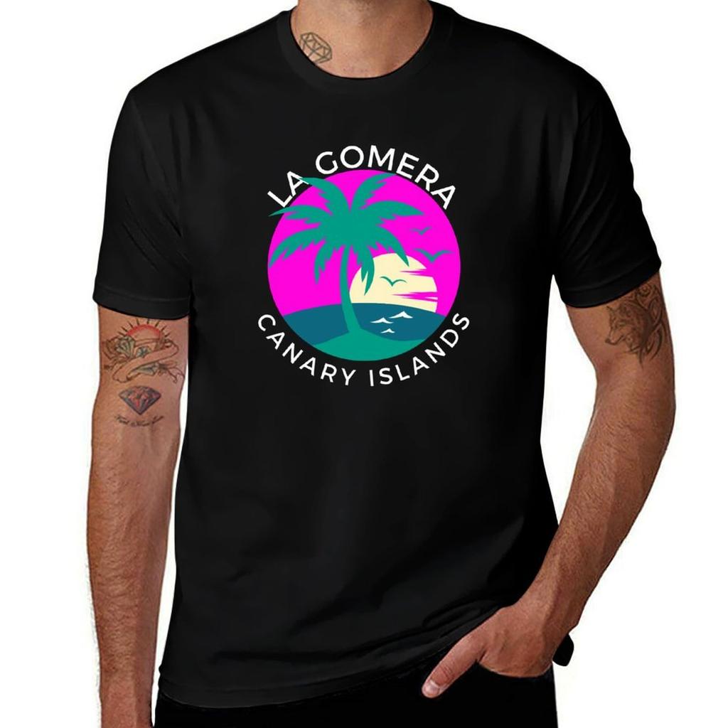 Retro La Gomera Canary Islands T-Shirt Casual Minimalist Short Sleeve Top