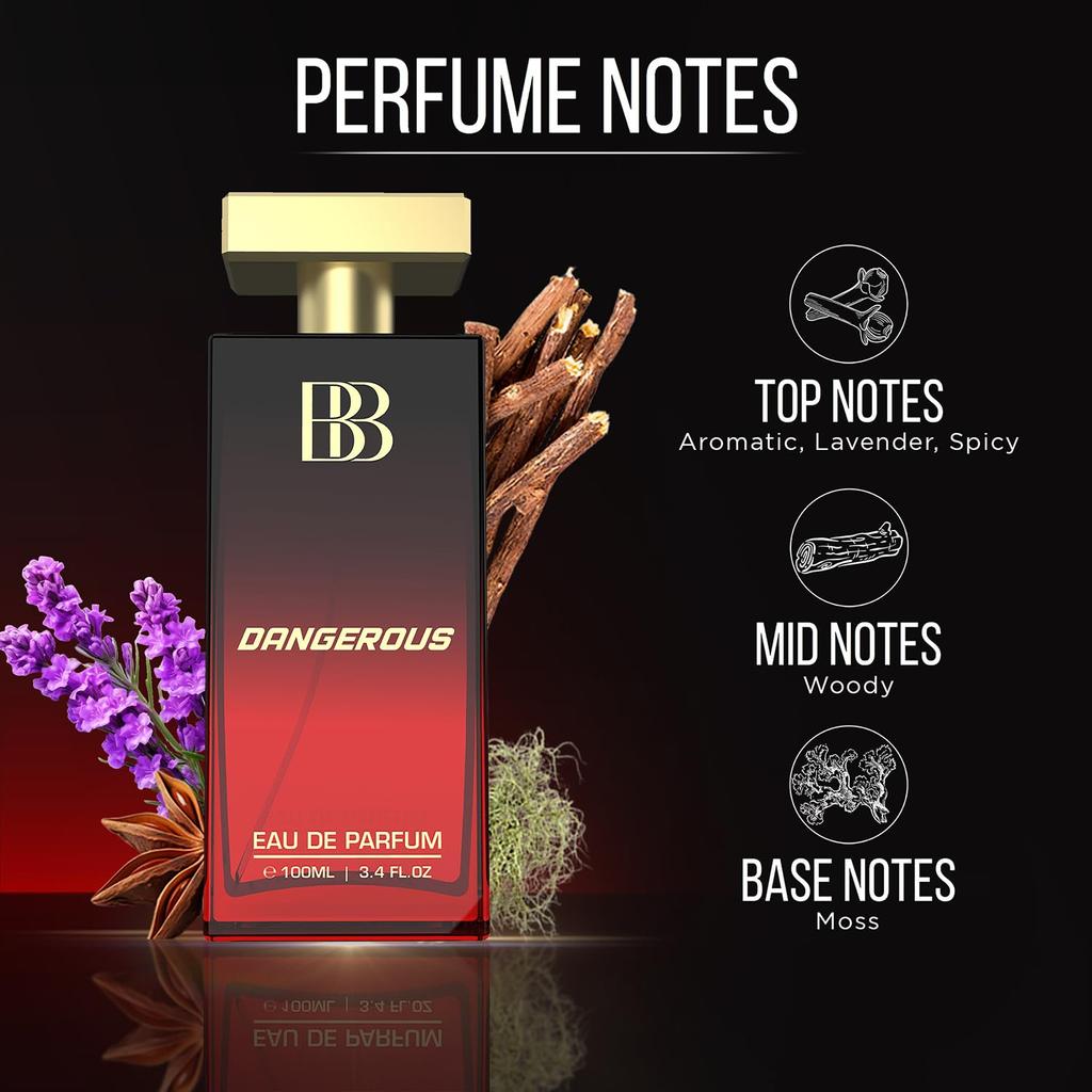 Bergamot Beaute Dangerous Eau De Parfum | Best Perfume for Men with Spicy and Woody Long Lasting Premium Fragrance for Man, EDP 100ml