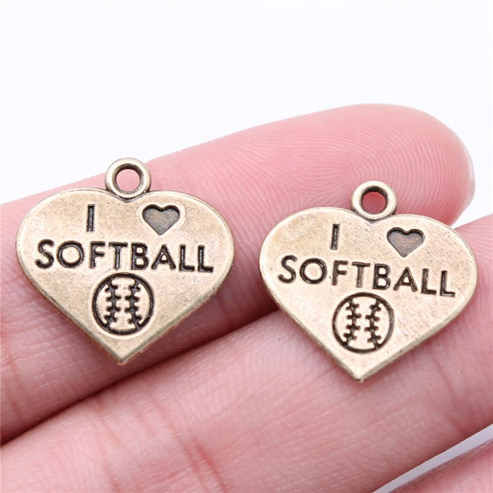 20pcs Sport Charms Baseball & Softball Charms Antique Bronze Silver Color Pendants DIY Crafts Making Findings For Jewelry Making