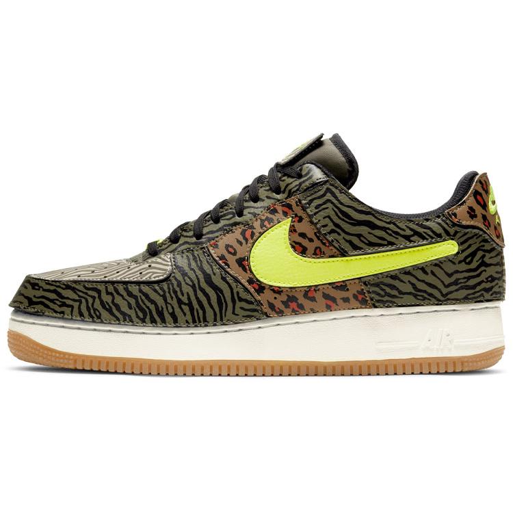 Nike Air Force 1 / 1 'Animal Print' (Unisex) Medium Olive / Rattan / Black / Volt Skate Shoes DM5329 200