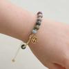 Women Constellation Zodiac Charm Strand Bracelet Natural Stone Indian Jasper Beads Gold Plated Fashion Jewelry Gifts