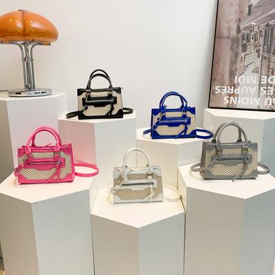 New Korean Style Fashionable Braided and Fashionable One-shoulder Handbag Simple Casual Texture Crossbody Small Square Bag