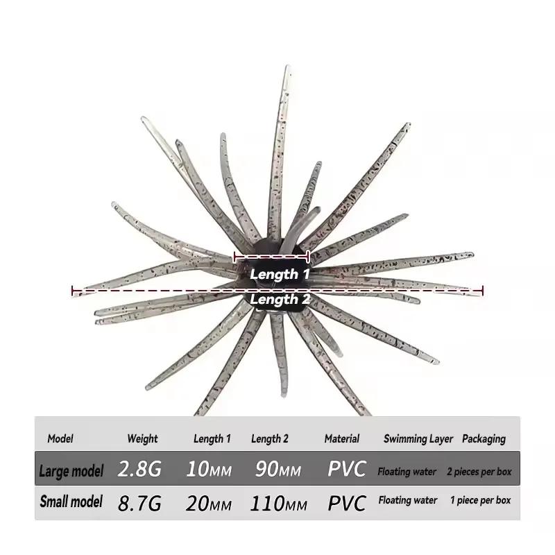 Simulated PVC Sea Urchin Artificial Soft Bait 2g 8g Without Hooks for Ocean Boat Fishing Sea Bass