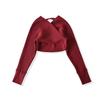 Women's One-Shoulder Long Sleeve V-Neck Waist-Cinching Knit Sweater - Slimming Ribbed Off-the-Shoulder Top
