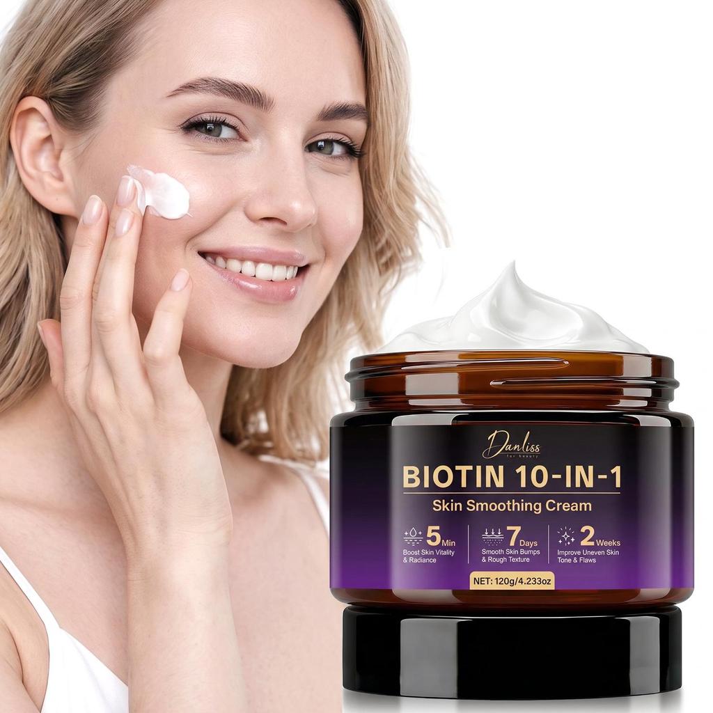 Biotin 10-in-1 Skin Smoothing Cream-Boost Skin Vitality & Radiance-Smooth Skin Bumps & Rough Texture lmprove Uneven Skin Tone & Flaws-120g