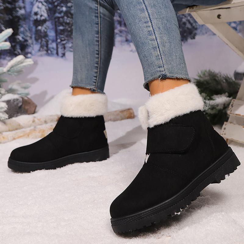 Lucyever Faux Fur Platform Snow Boots Women Non Slip Faux Suede Winter Booties Mujer Keep Warm Ankle Boots Woman Plus Size 44