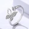 Korean 925 Sterling Silver Butterfly Zircon Ring for Women: Elegant, Simple, Open Design
