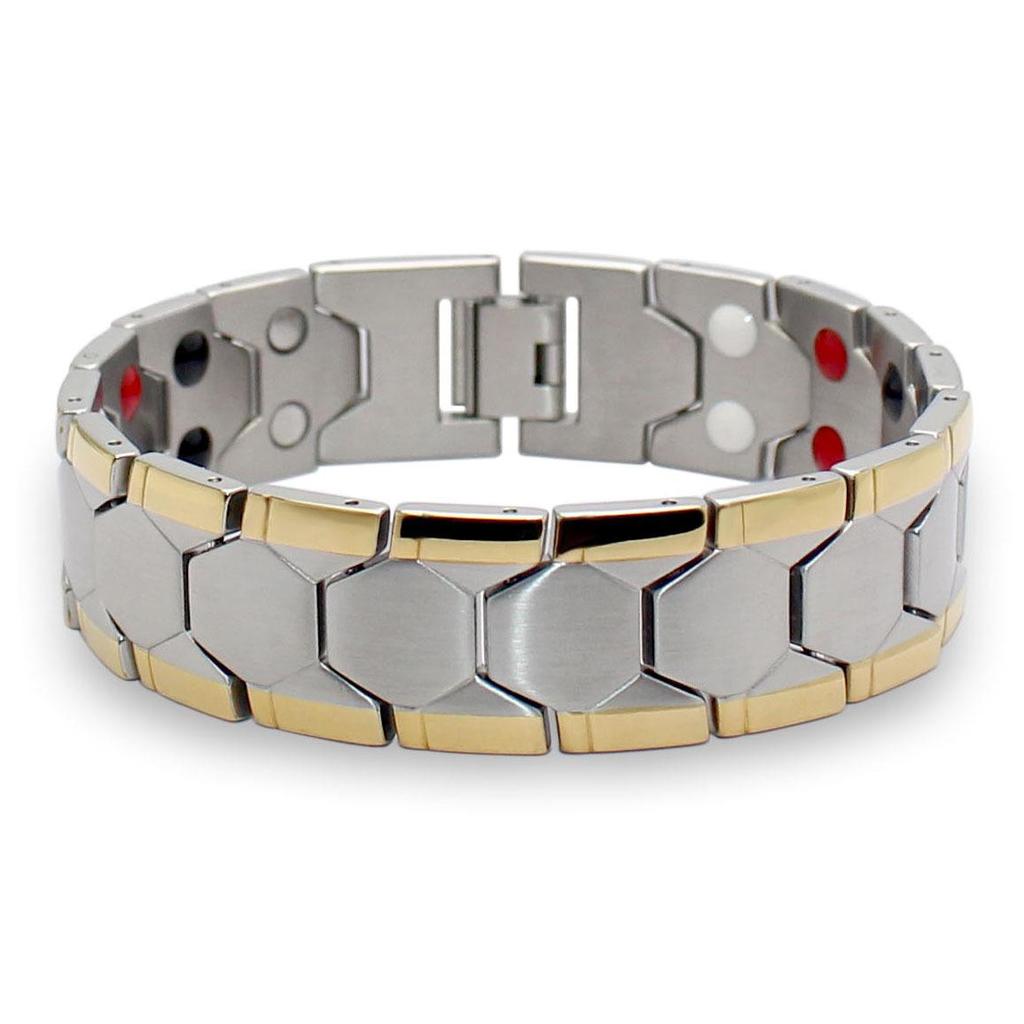 Xinqiao Men's Square Bracelet with Germanium Stone and Magnetic Elements