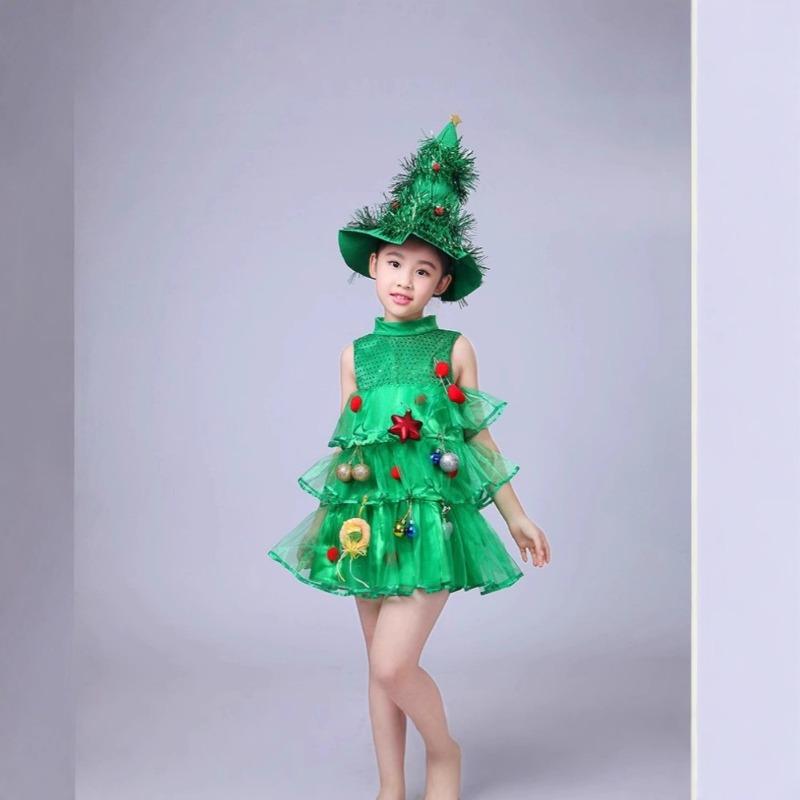 Children's Christmas Tree Show Costumes Girls' Christmas Costumes Children's Christmas New Year's Day Show Costumes