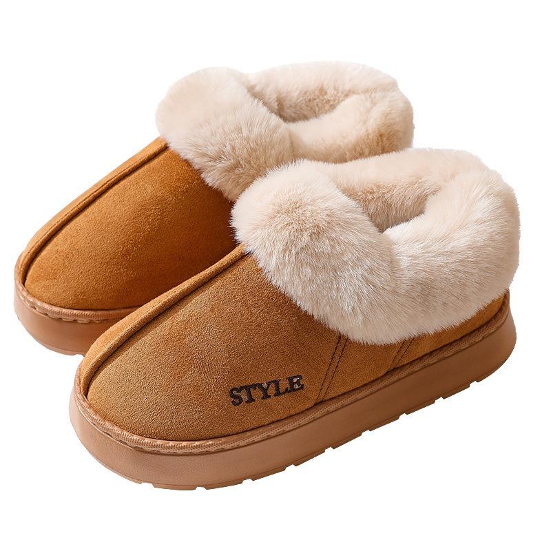 All-inclusive Suede Cotton Slippers Home Thickened Thermal Bag Heel Confinement Shoes EA Non-slip Snow Boots
