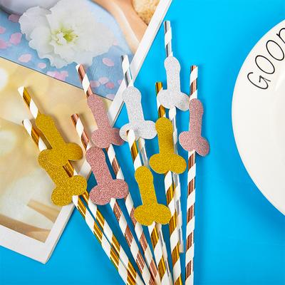6Pcs/Bag Bachelorette Party Decoration Disposable Tableware Straw Decor