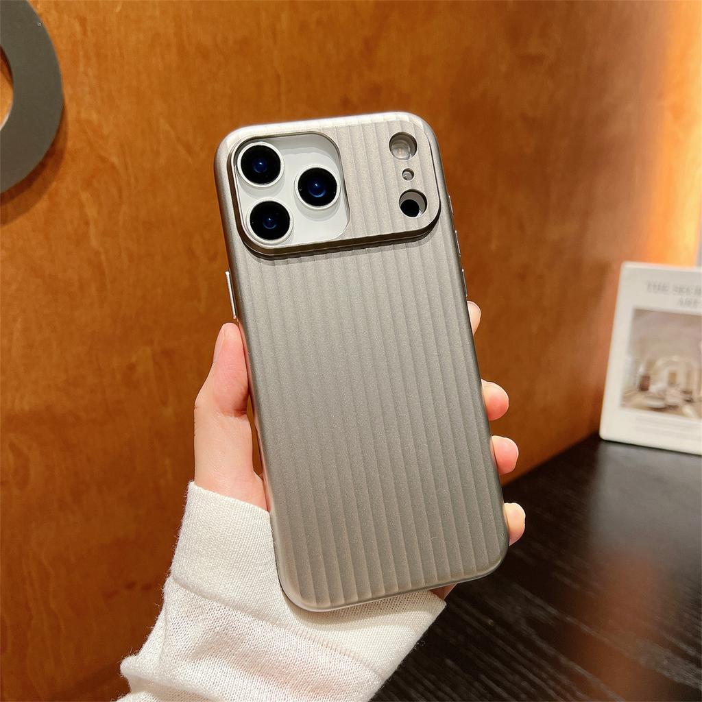 For iPhone 17 Pro Max PC Phone Case Corrugated Textured Protective Back Cover