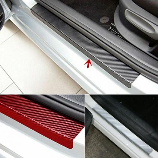 Carbon Fiber Stickers Car Door Plate Sill Scuff Cover Anti-Scratch Accessories