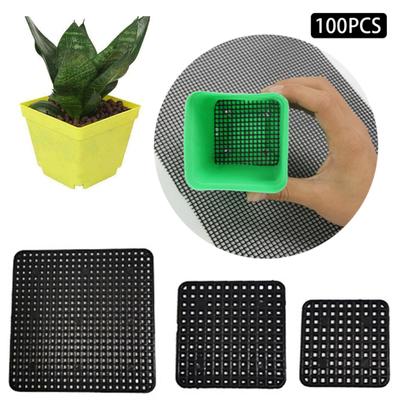 50 Stück / 100 Stück hohle quadratische Blumentopfmatte Bonsai Atmungsaktives Mesh-Pad-Kissen