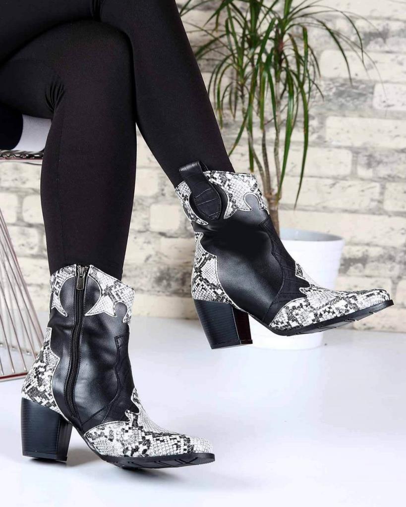 Botas negras de mujer con cremallera con estampado de serpiente Dallas  comprar a buen precio — entrega gratuita, reseñas reales con fotos — Joom