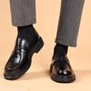 Neue Herren-Slip-on Leder Business-Schuhe: Ohne Schnürsenkel, Dicke Sohle, Perfekt für Hochzeiten und Vorstellungsgespräche. Idealer britischer Freizeitstil.