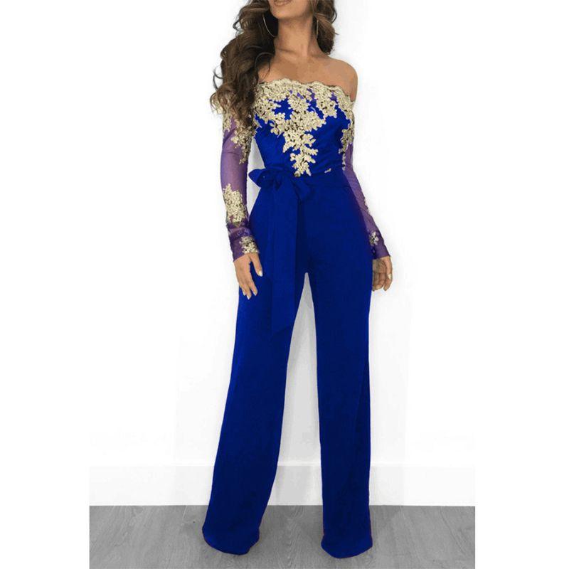 Long Sleeve Women Jumpsuit Elegant Wide Leg Jumpsuit 3XL