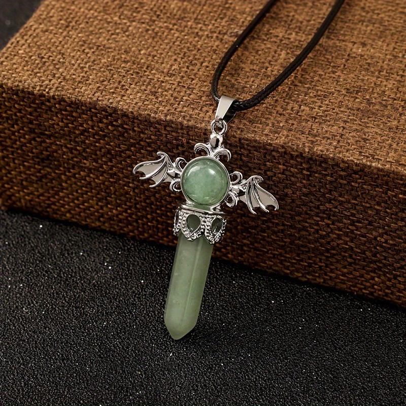 European & American Amethyst Rose Quartz Angel Wings Hexagonal Pendant Jewelry