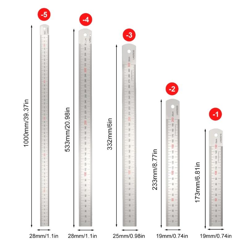 Professional 2Cr13 Steel Measuring Ruler Tool Having Two Measurement Systems For Woodworking And Design Applications