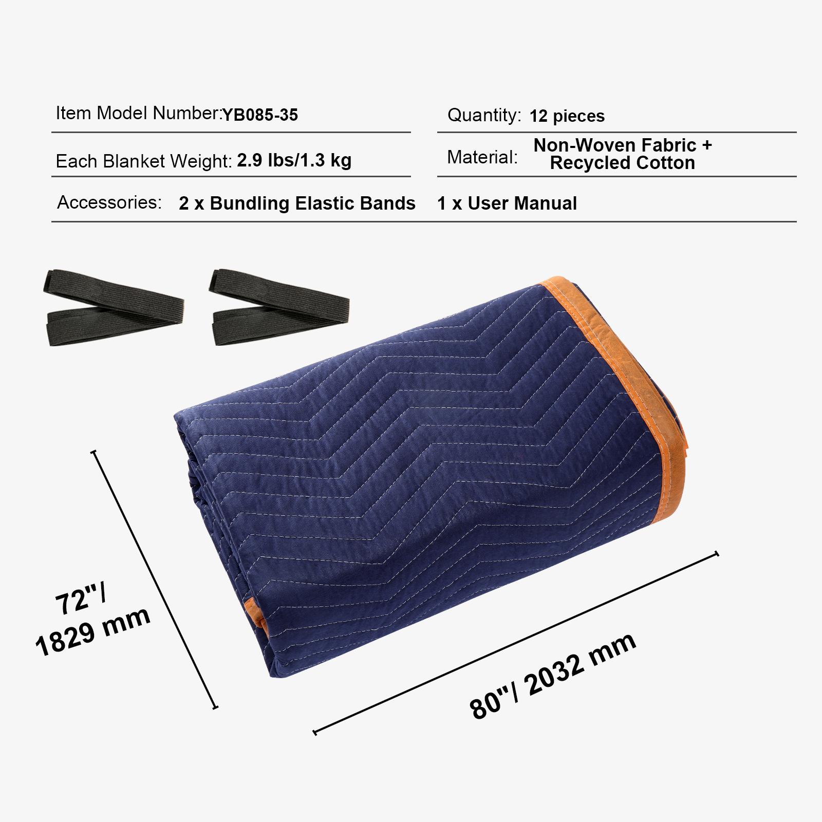 

SucceBuy 35/65 фунтов Переездные одеяла 12 штук 80 x 72 Упаковочное одеяло Сверхпрочные прокладки для грузчиков для защиты мебели и бытовой техники