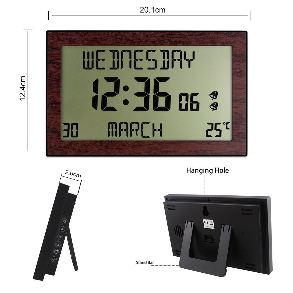 Alarm Clocks Lcd Display Desk Small Clock High-Definition Multi-Function Machine Reminders In Multiple Languages For Travel Home