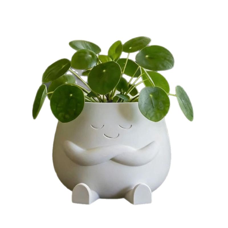 Face Flower Pot Cute Resin Flower Head Planter For Indoor Outdoor Unique Sit Chair Pots Home Garden Decor