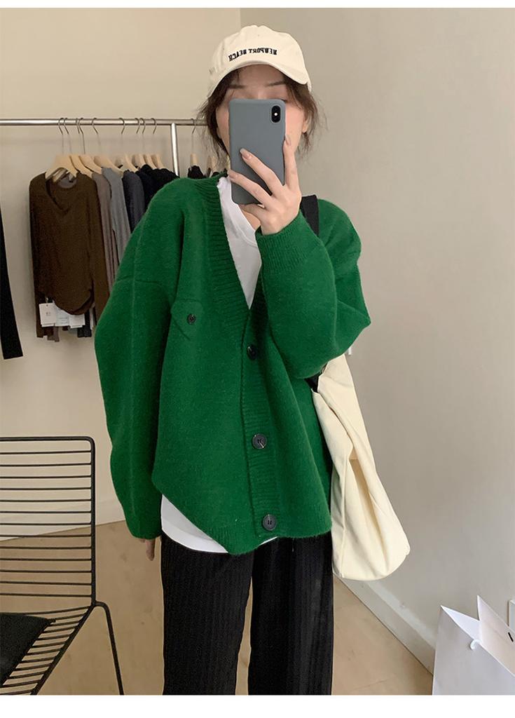 Nuovo Stile Pigro Autunno Inverno 2025 Cardigan Maglione Moda Casual da Donna Giacca a Maniche Lunghe Maglia Base Top