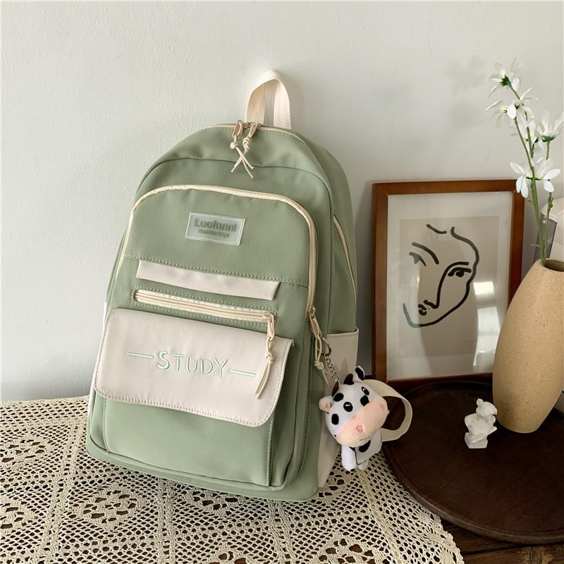 Fashion Contrast Color Women's Backpack Waterproof School Bags For Girls Large Capacity Students Bag Anti-theft School Backpack