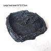 Reptile Water & Food Bowl - Small Round Gray Wood Grain Bowl for Turtles, Tortoises, Lizards, and Snakes.