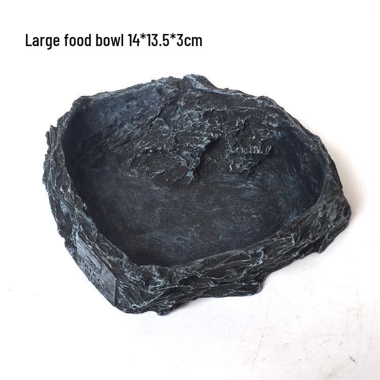Reptile Water & Food Bowl - Small Round Gray Wood Grain Bowl for Turtles, Tortoises, Lizards, and Snakes.